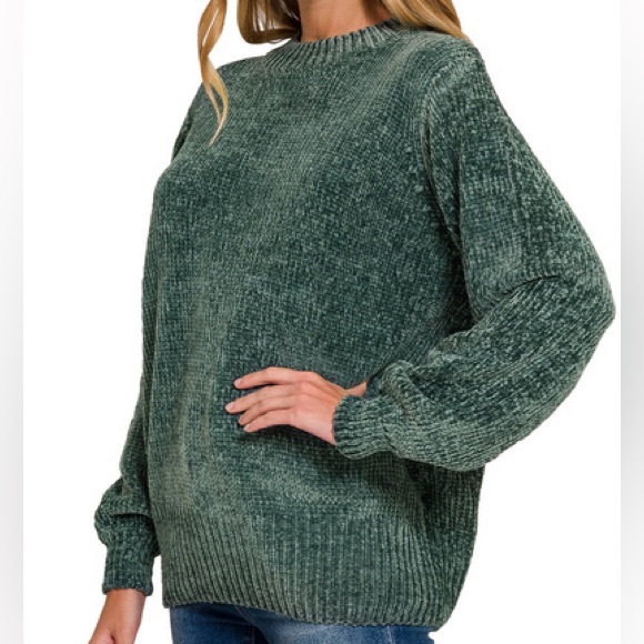 1321. AT COST! LAST 2! CHENILLE super cozy comfy soft soft long green sweater - Picture 3 of 4